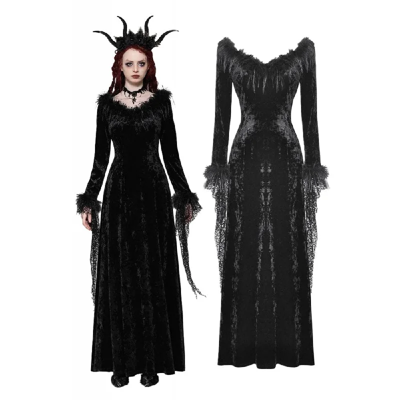 Women's Gothic Velvet Lace Maxi Dress