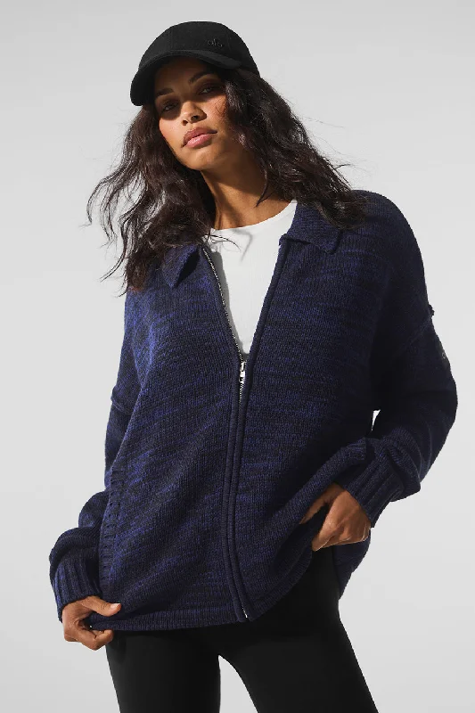 Heritage Full Zip Sweater - Navy Multi