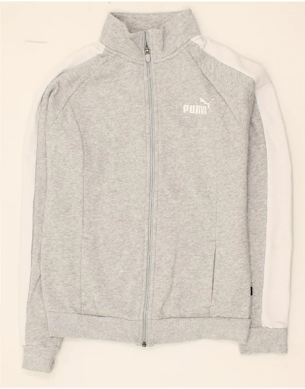 PUMA Womens Tracksuit Top Jacket UK 10 Small Grey Colourblock Cotton