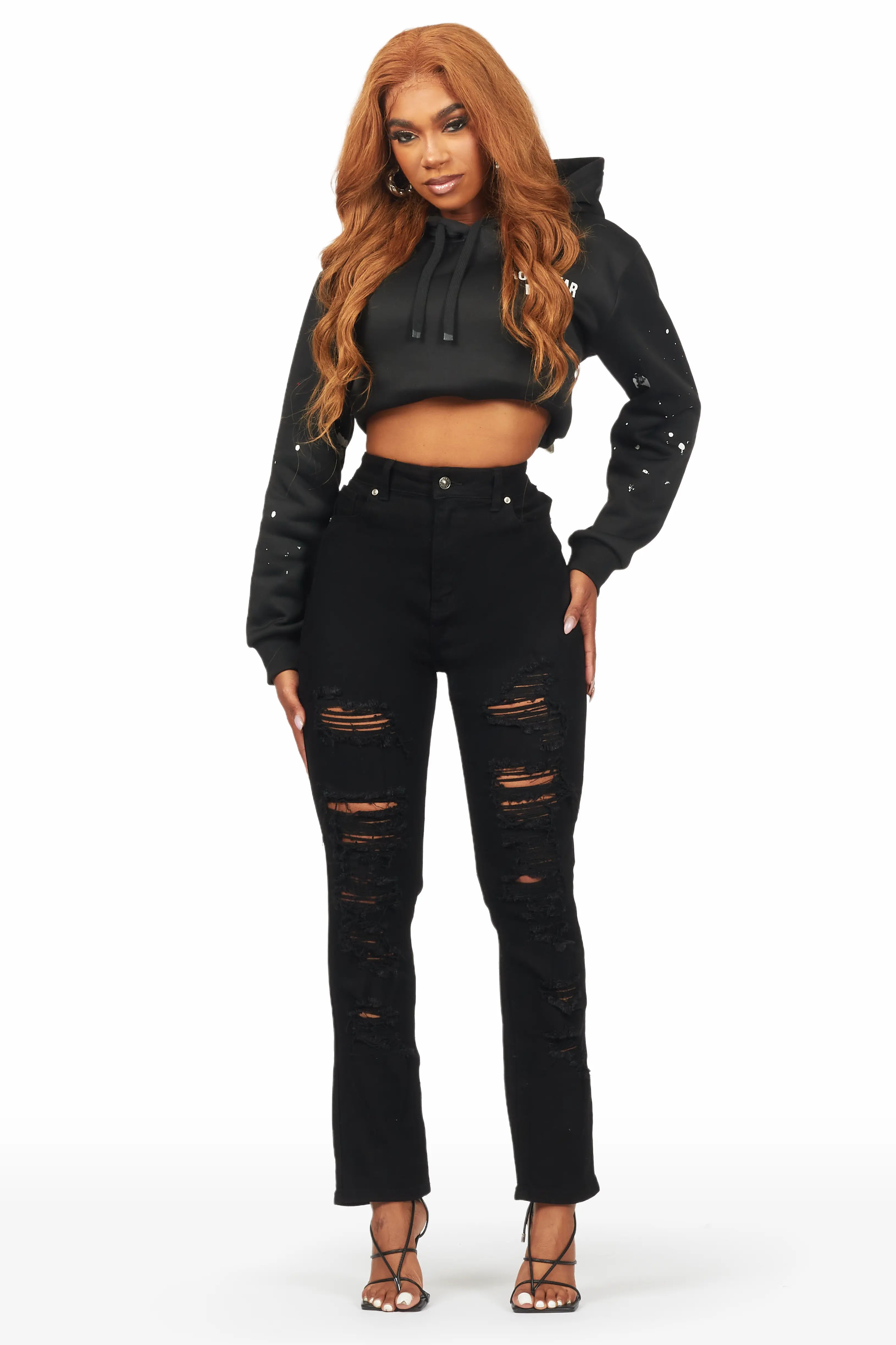 Kaydan Black Distressed Skinny Jean