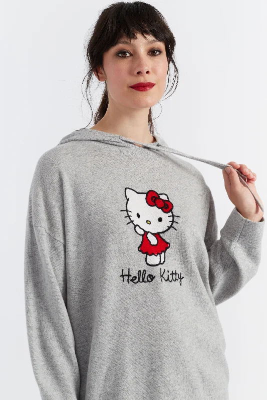 Grey Wool-Cashmere Hello Kitty Hoodie