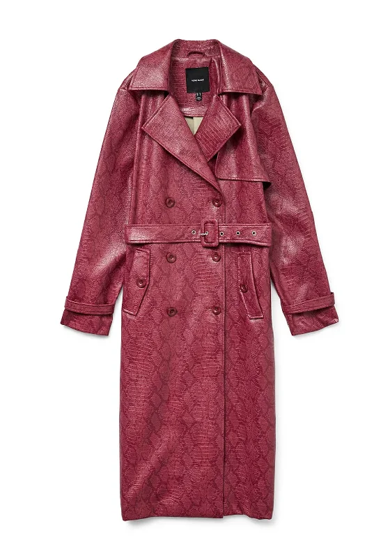 Vero Moda Carolina Snake Trench Coat, Wine