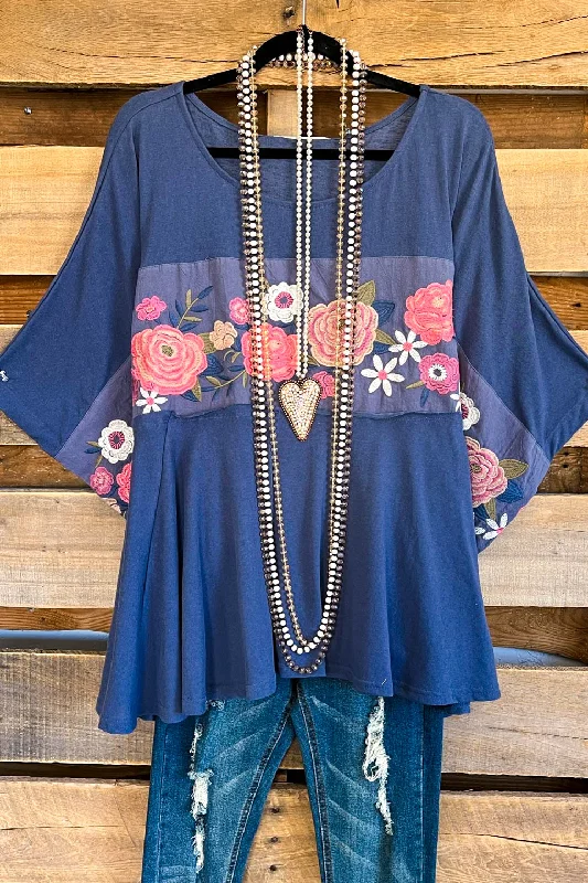 Blooming Harvest OVERSIZED Top - Navy