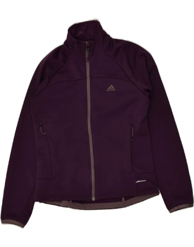 ADIDAS Womens Climawarm Tracksuit Top Jacket UK 10 Small Purple Polyester