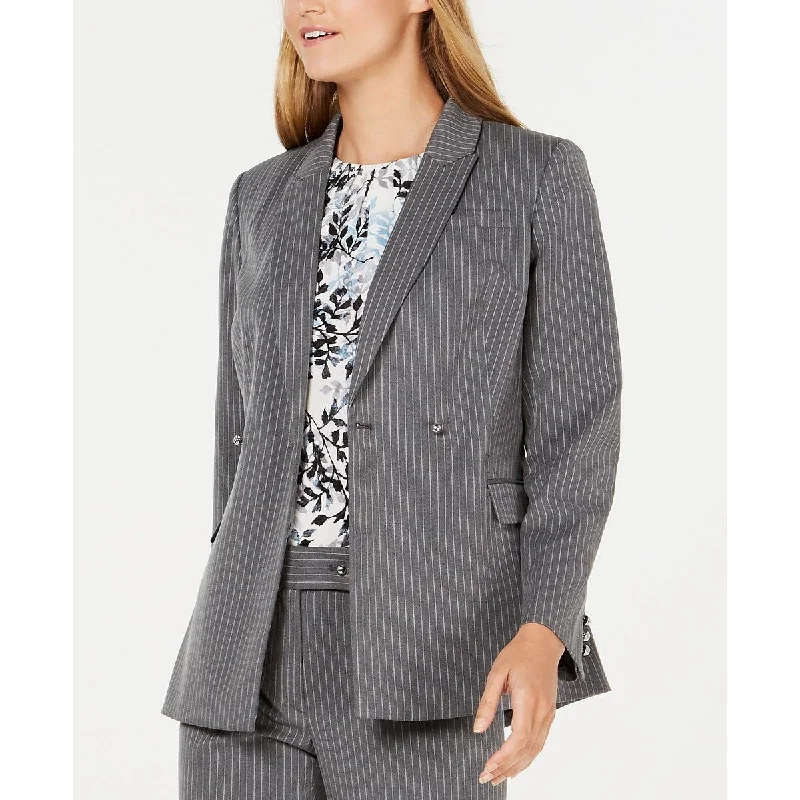 Calvin Klein Women's Pinstriped Double Breasted Blazer Gray Size 16