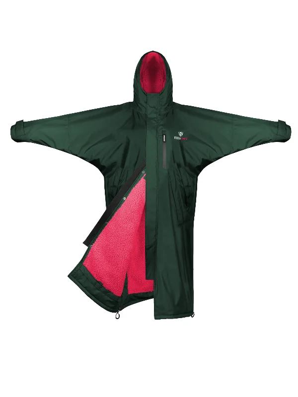 Evolution Women's | Thick Fleece | Fixed Hood | Black Forest Green/Peacock Pink