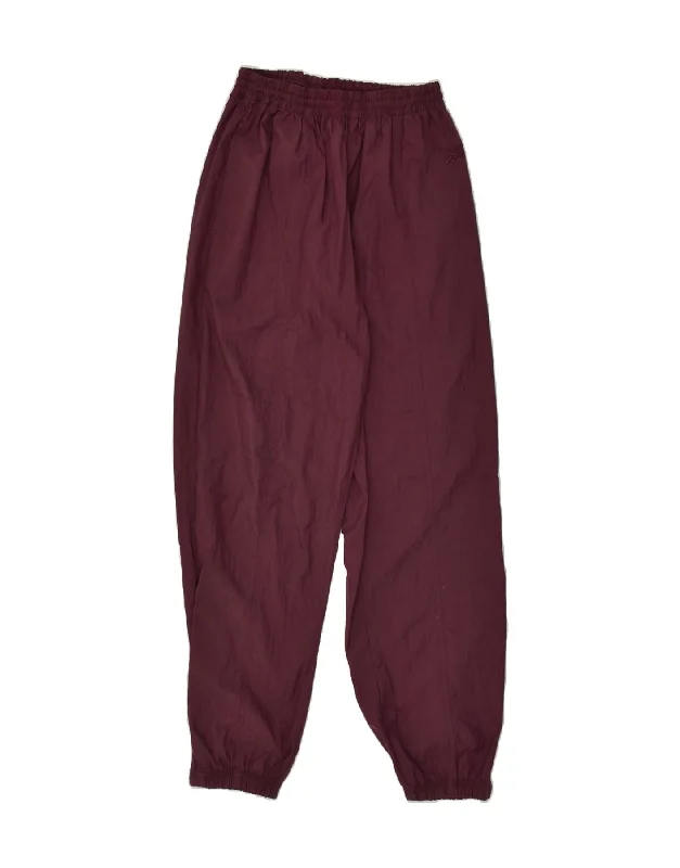 REEBOK Womens Tracksuit Trousers UK 12 Medium Maroon Polyamide