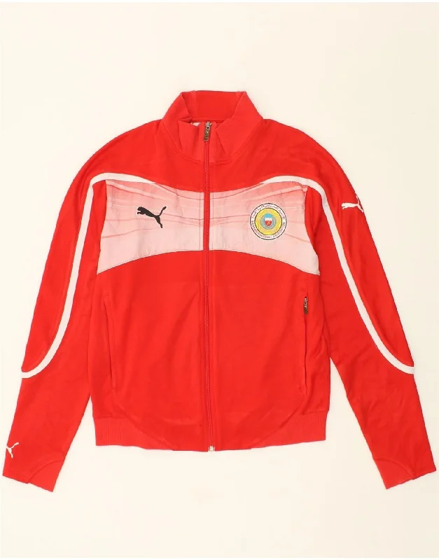 PUMA Womens Graphic Tracksuit Top Jacket UK 14 Medium Red Polyester