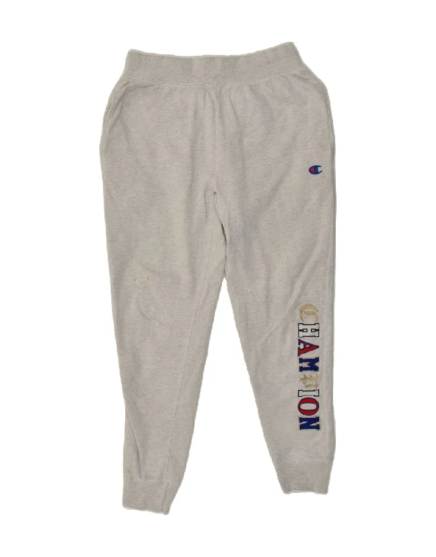 CHAMPION Womens Graphic Tracksuit Trousers Joggers UK 14 Large Grey Cotton