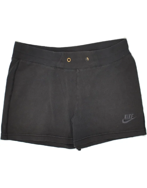 NIKE Womens Sport Shorts UK 10/12 Medium Black Cotton