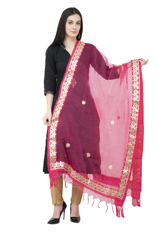 A R SILK Orgenza Gota patti Fancy Dupatta Gajari Color Dupatta or Chunni