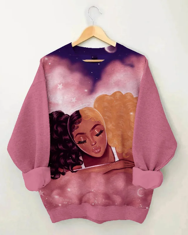 Dream Brown Afro Girl Long Sleeve Sweatshirt