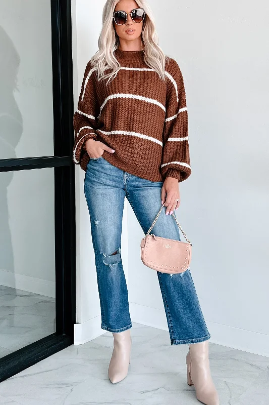 Avellino Oversize Stripe Sweater (Brown)