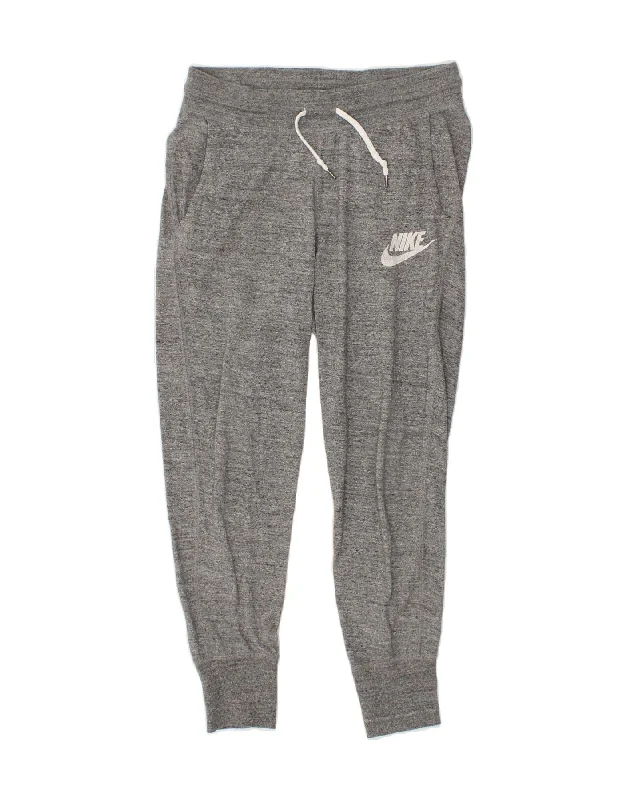 NIKE Womens Tracksuit Trousers Joggers UK 10 Small Grey Flecked Cotton