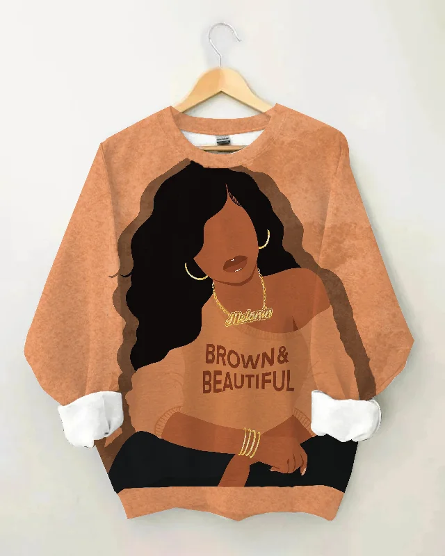 Brown Beautiful Girl Long Sleeve Sweatshirt