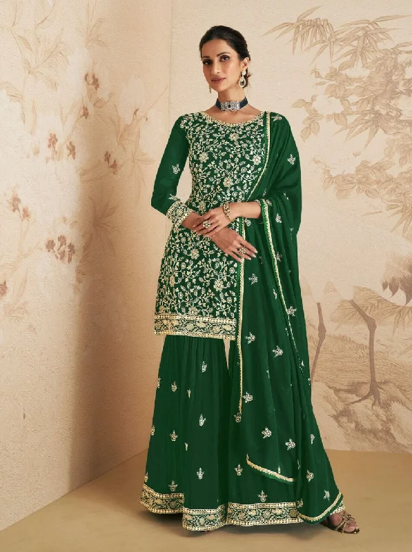 Designer Georgette Heavy Embroidered Sharara Suit in 6 colors