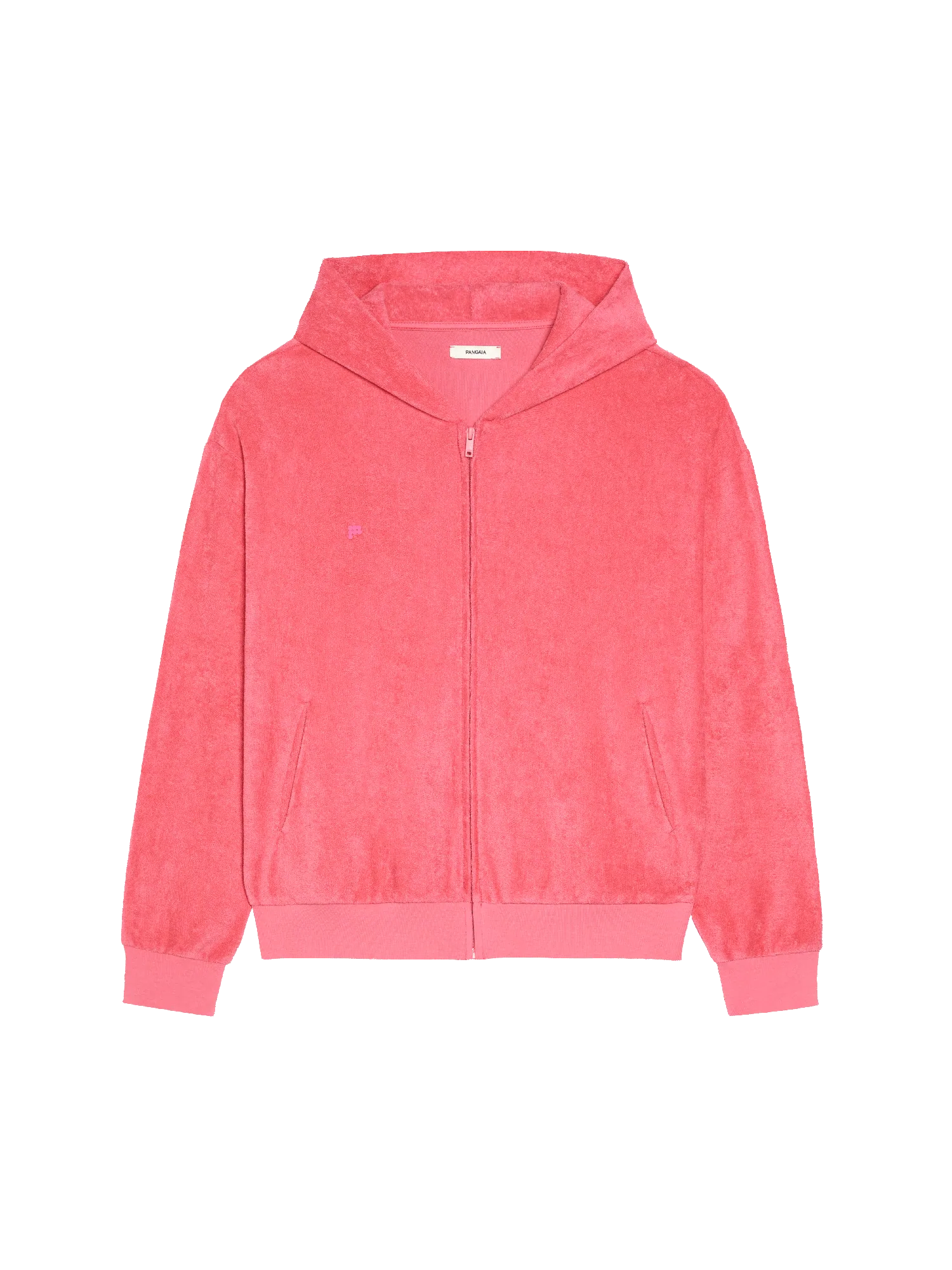 Towelling Zipped Hoodie—lotus pink