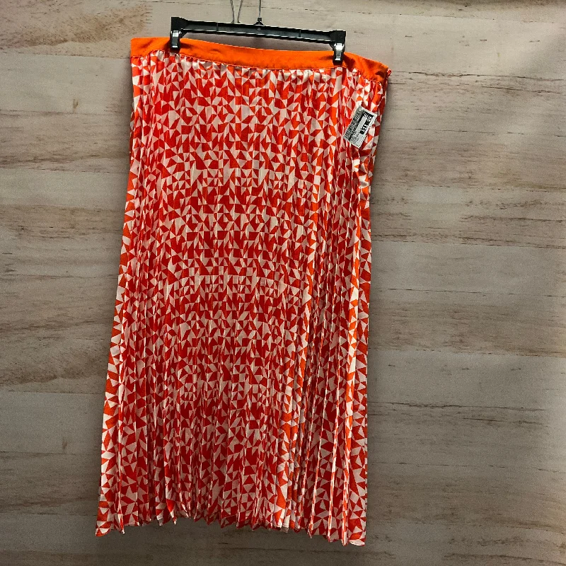 Skirt Midi By Clothes Mentor In Orange, Size: 14