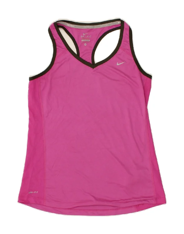 NIKE Womens Vest Top UK 12 Medium Pink Polyester