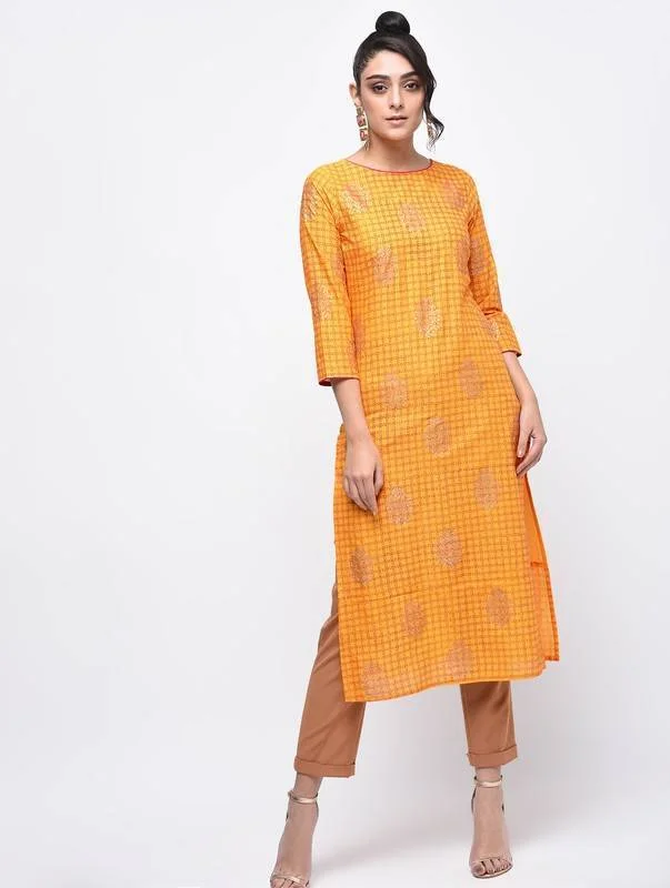 Women's Block Printed Straight Kurta - Aniyah