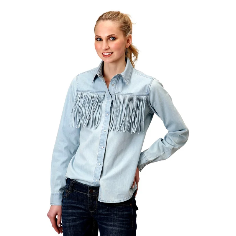 Roper Women's Self Fringe Western Denim Shirt