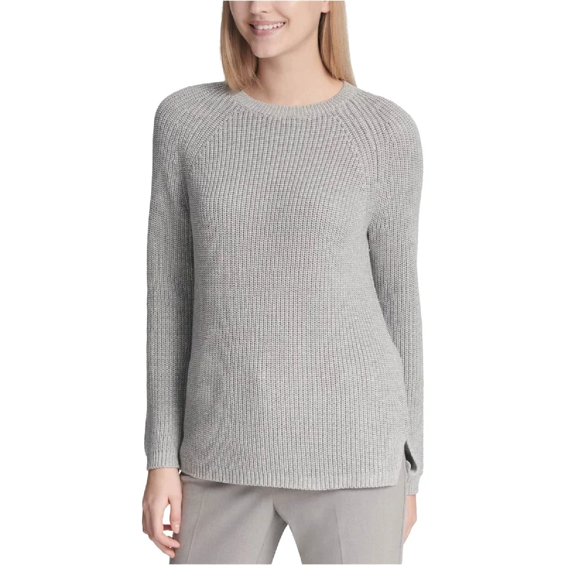 Calvin Klein Womens Metallic Pullover Sweater, Grey, Large