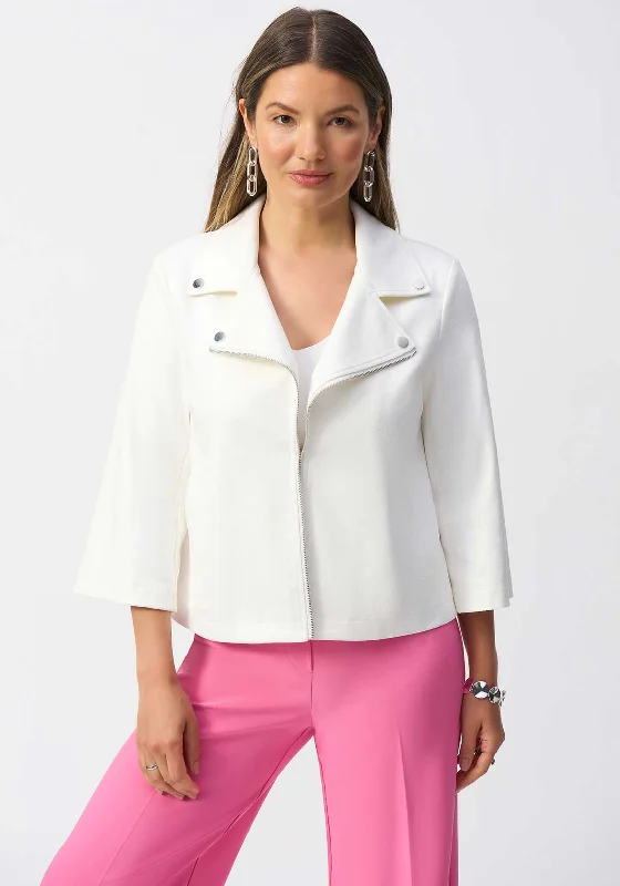 Joseph Ribkoff Faux Suede Biker Jacket, White