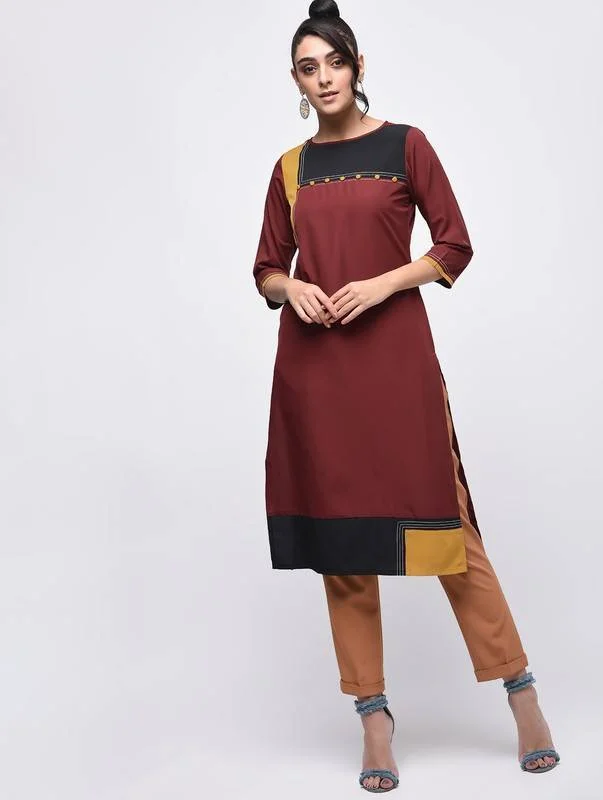 Women's Color Block Straight Kurta - Aniyah