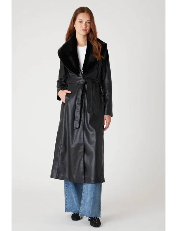 Vegan Leather Belted Trench, Late Night Feels