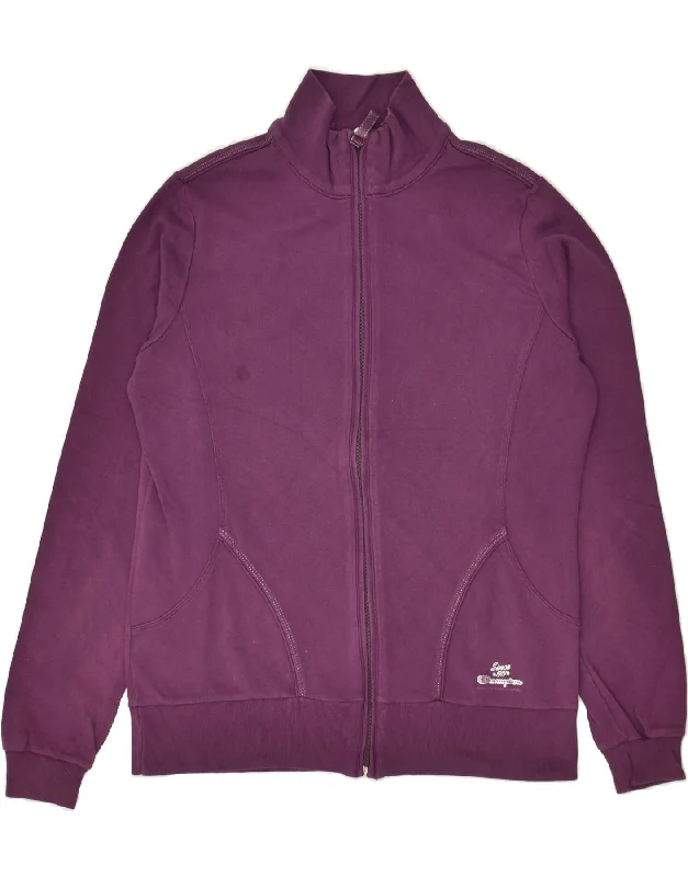 CHAMPION Womens Easy Fit Tracksuit Top Jacket UK 14 Medium Purple Cotton