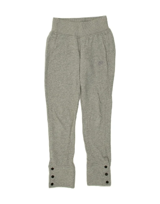 NIKE Womens Tracksuit Trousers Joggers UK 8/10 Small Grey Cotton