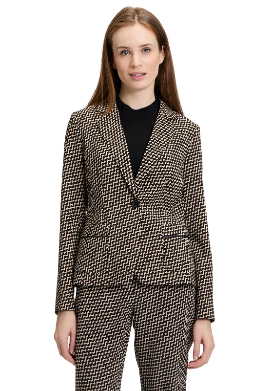 Betty Barclay Geometric Print Blazer, Black and Beige