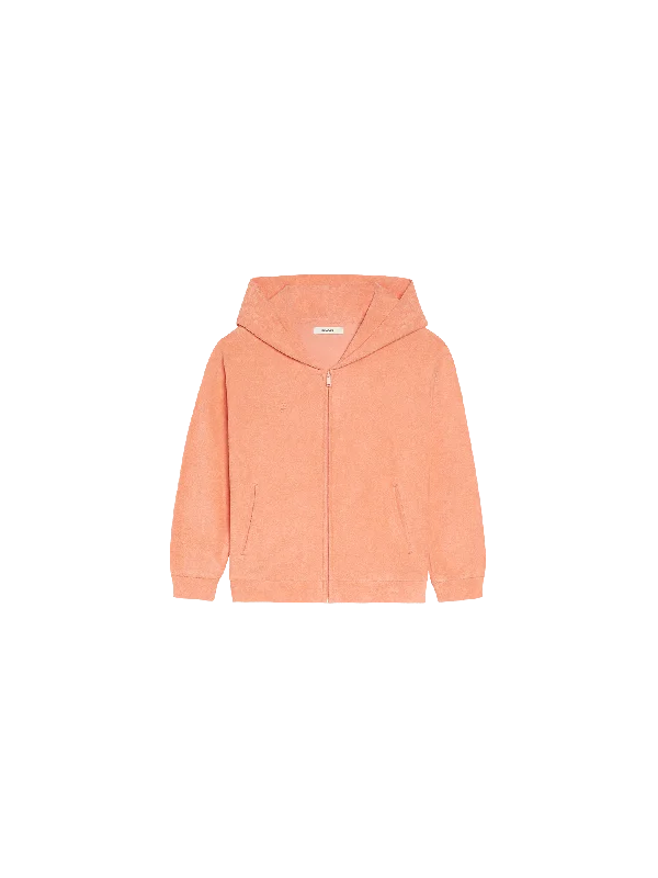 Kids Towelling Zipped Hoodie—peach perfect