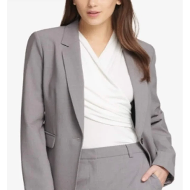 Dkny Women's Button Blazer Wear To Work Jacket Gray Size 0