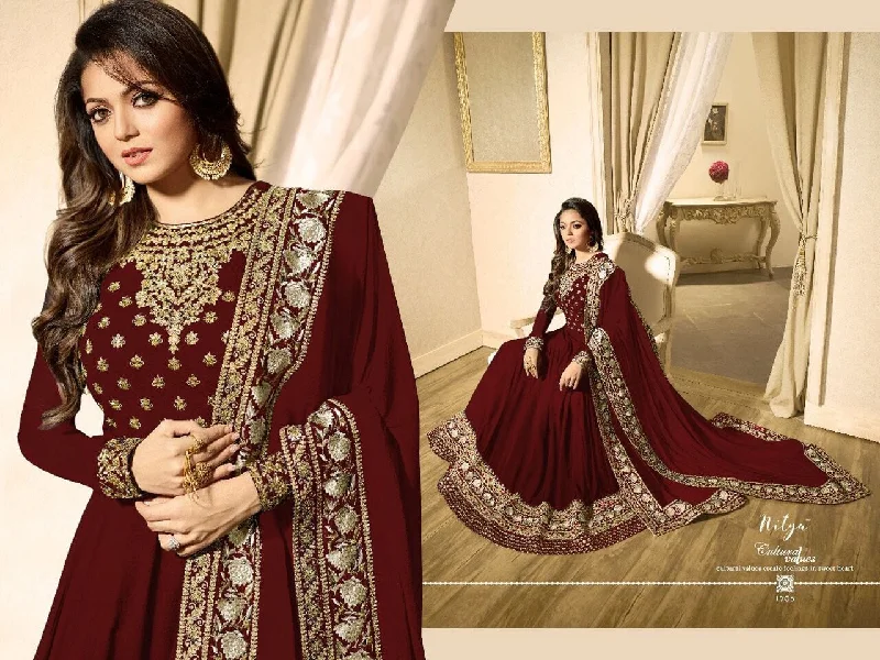 Maroon LT 1703 Banglory Silk Georgette with Embroidery work Anarkali Suit