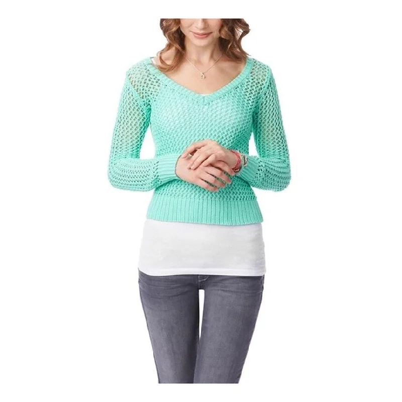 Aeropostale Womens Solid Cable V Neck Knit Sweater