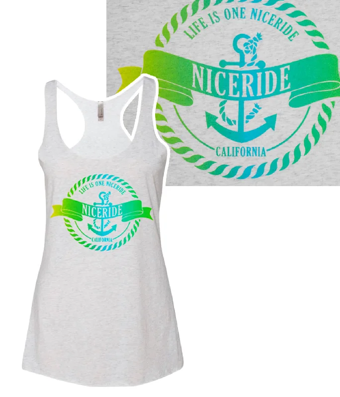 Anchored - White Next Level Tank Top for Women - Vintage Tank Top