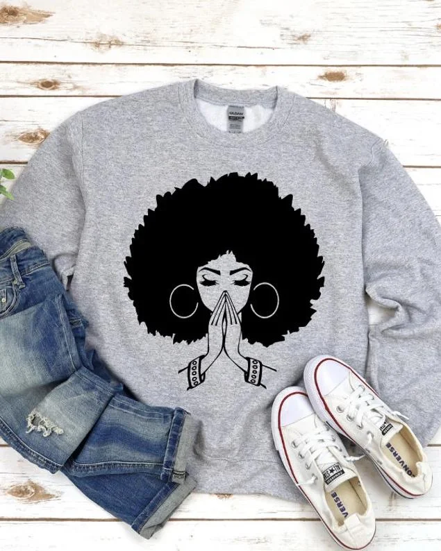 Afro Woman Praying Sweatshirt