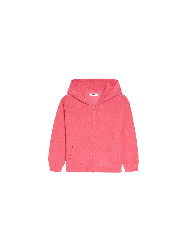 Kids Towelling Zipped Hoodie—lotus pink