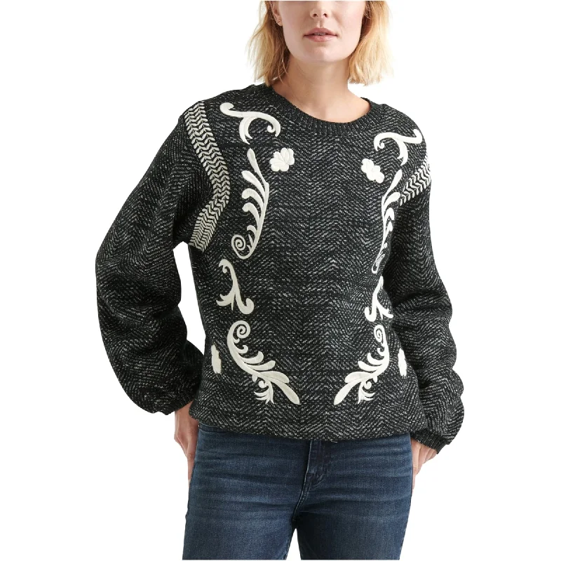 Lucky Brand Womens Embroidered Pullover Sweater