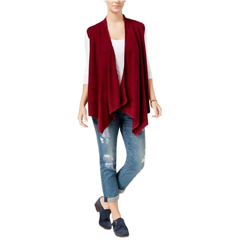 Tommy Hilfiger Womens Harper Draped Cardigan Sweater, Red, X-Large