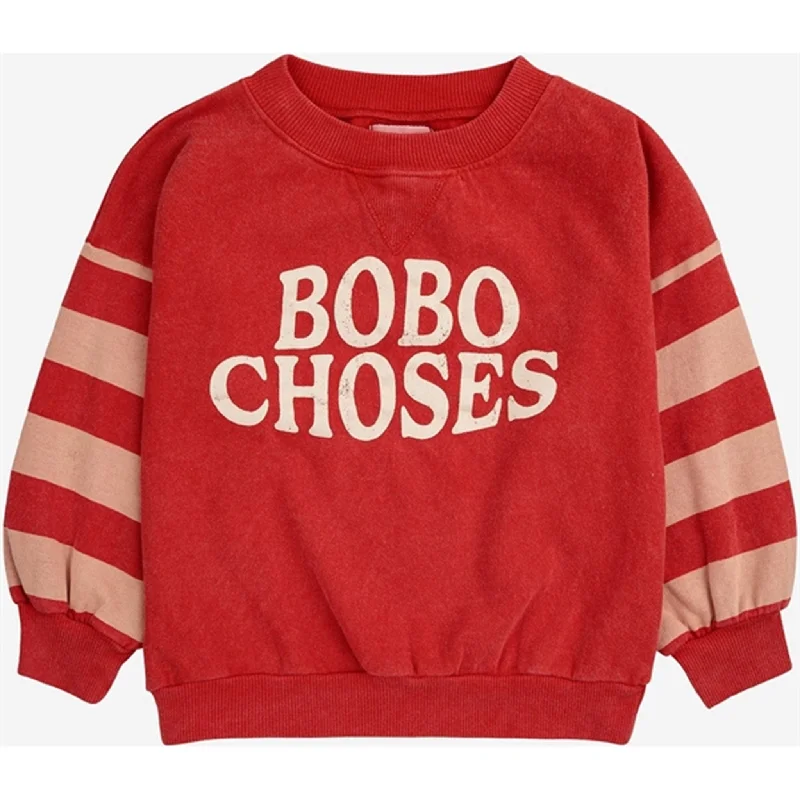 Bobo Choses Stripes Sweatshirt Round Neck Red