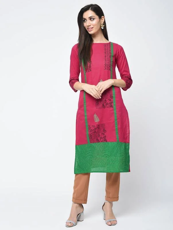 Women's Block Printed Straight Kurta - Aniyah