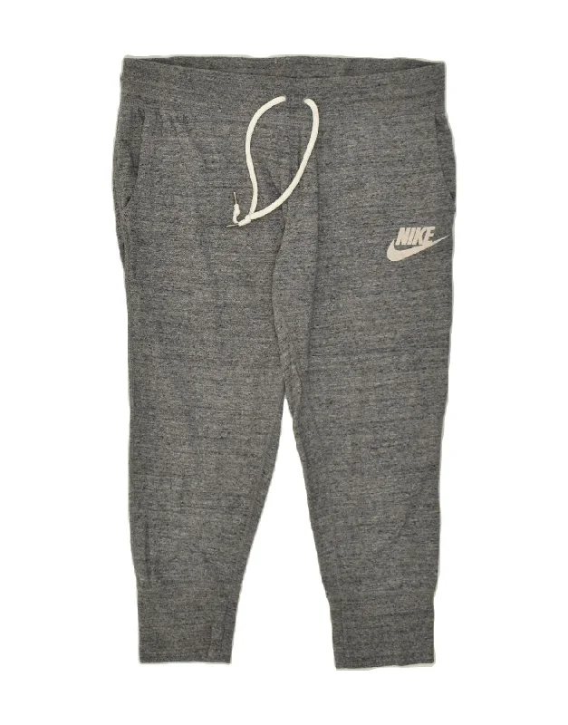 NIKE Womens Capri Tracksuit Trousers Joggers UK 14 Large Grey Flecked