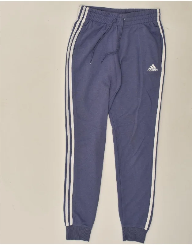 ADIDAS Womens Tracksuit Trousers Joggers UK 4/6 XS Blue Cotton