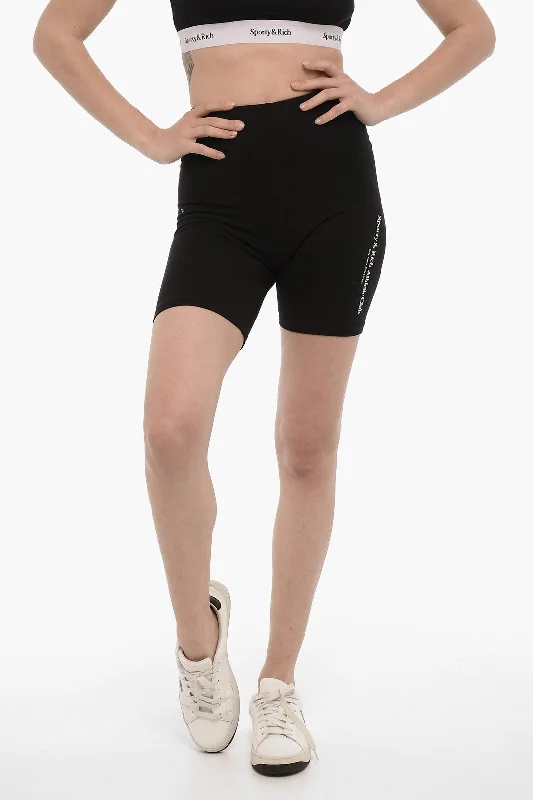 Sporty & Rich Side Print Logo Cotton Biker Shorts