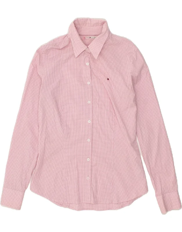 TOMMY HILFIGER Womens Shirt UK 16 Large  Pink Check Cotton