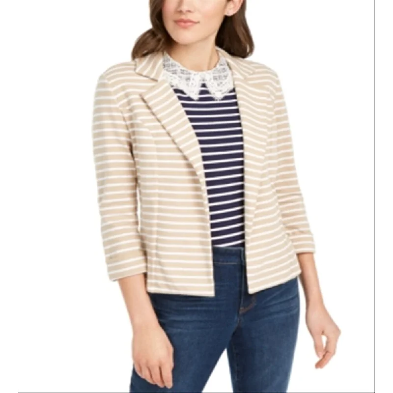 Maison Jules Striped Breton Blazer Beige Size Xl