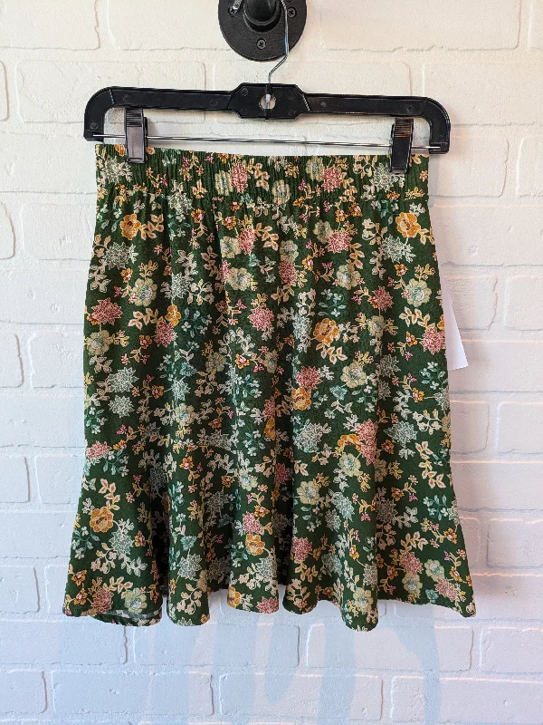 Skirt Mini & Short By Loft In Green & Yellow, Size: 0