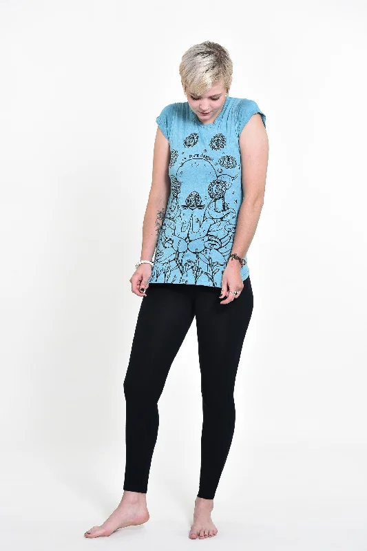 Womens Octopus Chakras T-Shirt in Turquoise